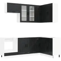 vidaXL Keukenblok LUCCA 8 st Zwart Bewerkt hout