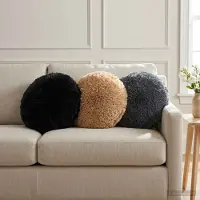 vidaXL Kussen 2 st HEERLEN Zwart Ø 60 cm PV Fleece