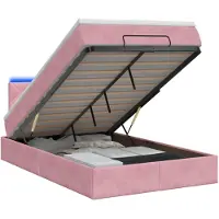 vidaXL Ottomanbed met matras en LED-verlichting, roze, 120 x 200 cm, fluweel