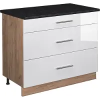 Vicco Keukenonderkast Fame-Line, Wit Hoogglans/Goudkleurig Eiken, 100 cm, WB Antraciet