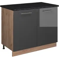 Vicco Wastafelkast Fame-Line Antraciet Hoogglans/Goudkleurig Eiken 100 cm, WB Antraciet, Model 61956