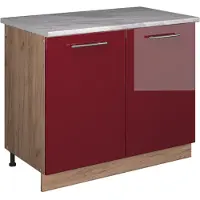 Vicco Wastafelkast Fame-Line Bordeauxrode hoogglans/Goudkleurig Eiken 100 cm, WB Marmer, Model 61973