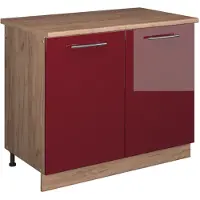 Vicco Wastafelkast Fame-Line, Bordeauxrode hoogglans/Goudkleurig Eiken, 100 cm, WB Eik
