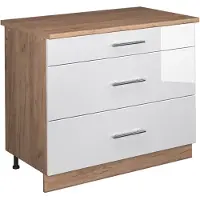 Vicco Keukenonderkast Fame-Line, Wit Hoogglans/Goudkleurig Eiken, 100 cm, WB Eik
