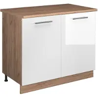 Vicco Wastafelkast Fame-Line Wit Hoogglans/Goudkleurig Eiken 100 cm, WB Eik, Model 61975