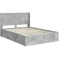 vidaXL Bedframe met opbergruimte en hoofdbord Betongrijs 140 x 200 cm