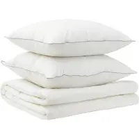 vidaXL Dekbed en Kussen Set 3 st 140x220 cm Zomer 140 GSM Wol Wit
