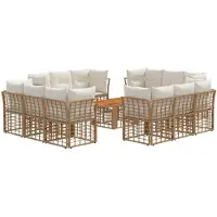vidaXL Tuinbank Set 13 st Natuurlijk en Crème Wit poly rattan