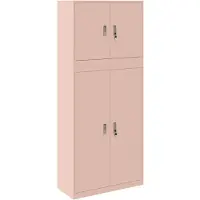 vidaXL Opbergkast 2 st Roze 90 x 40 x 210 cm Staal Vergrendelbaar
