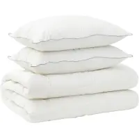 vidaXL Dekbed en Kussen Set 3 st 135x220 cm Winter 450 GSM Wol Wit