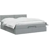 vidaXL Ottomanbed met matras en LED-verlichting, lichtgrijs, 160 x 200 cm, stof