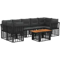 vidaXL Tuinbank Set 8 st Zwart en Donkergrijs poly rattan