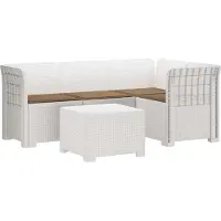 vidaXL 4-Zitter Tuin Sofa met Kussens Rattan Look PP Wit