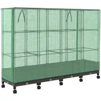 vidaXL Tuinschutting met Kasbedekking en Wielen 4 st Bruin PP