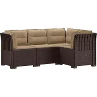 vidaXL 4-Persoons Tuin Sofa met Kussens Rattan Look PP Bruin