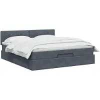 vidaXL Ottomanbed met matras en LED-verlichting, donkergrijs, 180 x 200 cm, fluweel