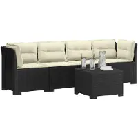 vidaXL 4-Zits Tuin Sofa met Kussens Rieten Look PP Antraciet