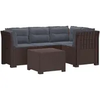 vidaXL 4-Zitter Tuin Sofa met Kussens Rattan Look PP Bruin