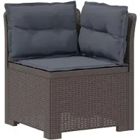 vidaXL Eén-zits Tuin Sofa met Kussens Rieten Look PP Lichtgrijs