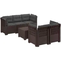 vidaXL 5-Zits Tuinbank met Kussens Rattanlook PP Bruin