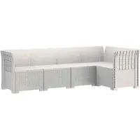 vidaXL 5-Zits Tuinbank Rattanlook PP Wit