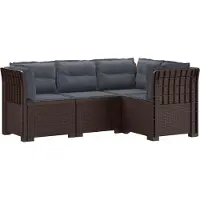 vidaXL 4-Persoons Tuin Sofa met Kussens Rattan Look PP Bruin