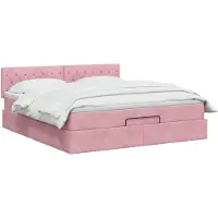 vidaXL Ottoman bed met matras met hoofdeinde Roze 160 x 200 cm Fluweel