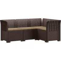 vidaXL 4-Persoons Tuin Sofa met Kussens Rattan Look PP Bruin