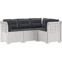 vidaXL 4-Persoons Tuin Sofa met Kussens Rattan Look PP Wit