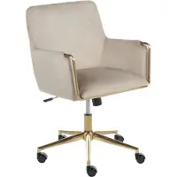 Beliani ALTONA - Bureaustoel - Beige - Fluweel