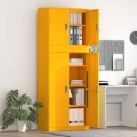 vidaXL Opbergkast 2 st Mosterdgeel 80 x 40 x 210 cm Staal