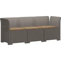 vidaXL 3-Zits Tu bank met Kussens Rattan Look PP Lichtgrijs
