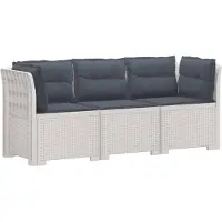 vidaXL 3-Zits Tu bank met Kussens Rattan Look PP Wit