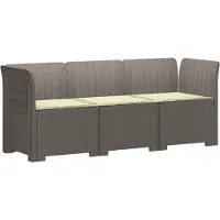 vidaXL 3-Zits Tu bank met Kussens Rattan Look PP Lichtgrijs