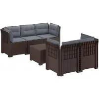 vidaXL 5-Zits Tuinbank met Kussens Rattanlook PP Bruin