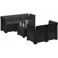 vidaXL 5-Zits Tuinbank met Kussens Rattanlook PP Antraciet