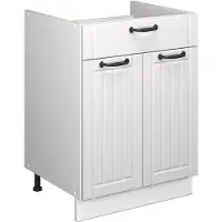 Vicco Onderkast voor spoelbak/kookplaat Fame-Line, Wit Landhuis/Wit, 60 cm met lade, zonder werkblad
