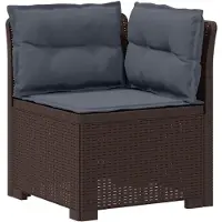 vidaXL Twee-zits Tuin Sofa met Kussens Rieten Look 2-zits PP Bruin
