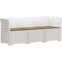 vidaXL 3-Zits Tu bank met Kussens Rattan Look PP Wit