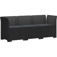 vidaXL 3-Zits Tu bank met Kussens Rattan Look PP Antraciet