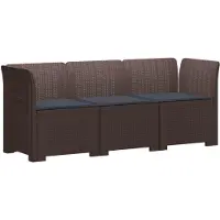 vidaXL 3-Zits Tu bank met Kussens Rattan Look PP Bruin