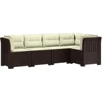 vidaXL 5-Zits Tuinbank met Kussens Rattanlook PP Bruin