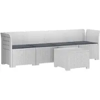 vidaXL 4-Zits Tuin Sofa met Kussens Rieten Look PP Wit