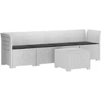 vidaXL 4-Zits Tuin Sofa met Kussens Rieten Look PP Wit