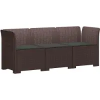 vidaXL 3-Zits Tu bank met Kussens Rattan Look PP Bruin