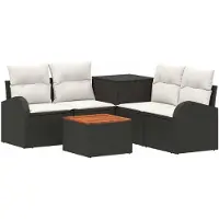 vidaXL Bankstel 6 st Zwart en Crème Wit 55 x 55 x 37 cm