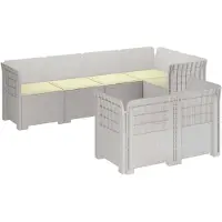 vidaXL 7-Zits Tuinbank met Kussens Rattan Look PP Wit
