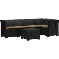 vidaXL 5-Zits Tuinbank met Kussens Rattanlook PP Antraciet