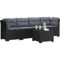 vidaXL 4-Zits Tuin Sofa met Kussens Rieten Look PP Antraciet