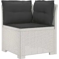 vidaXL 5-Zits Tuinbank met Kussens Rattanlook PP Wit